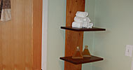 Re-claimed fir back with sustainable mahogany shelves. Built to clients design idea.
